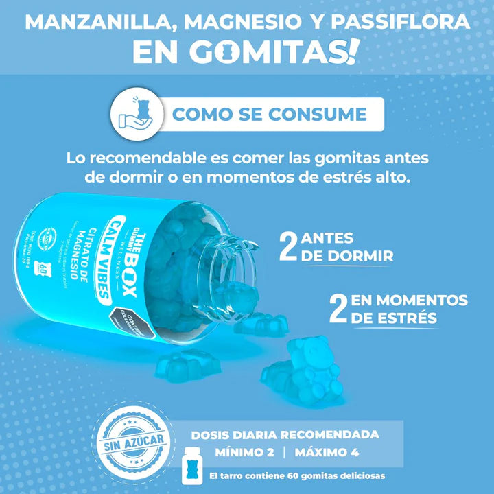 💙 Magnesio, Manzanilla y Pasiflora en Gomitas 💎